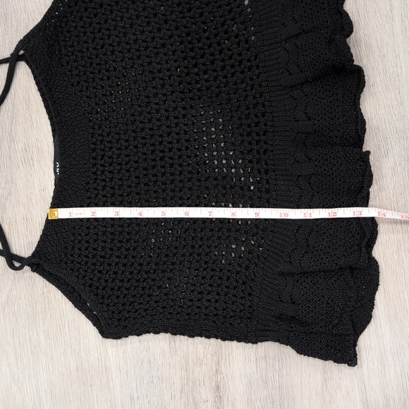 Only Black Ruffled Peplum Camisole Crochet Top Size M - Picture 9 of 10